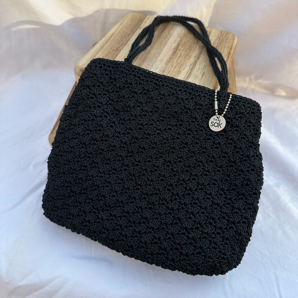 The Sak Black Crochet Clutch